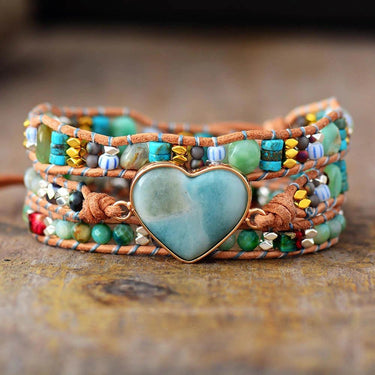 Spiritual Heart Amazonite Wrap Bracelets-Your Soul Place